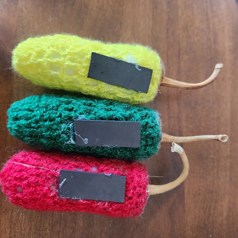 Handcrafted Set Of Three Crochet Peper Magnets